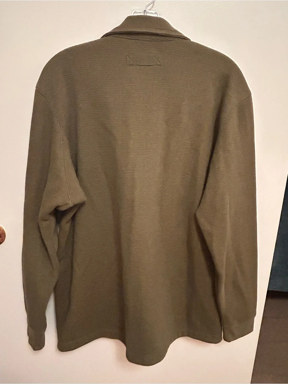 Duluth Trading Co Olive Waffle-Knit Sherpa-Lined Shirt Jacket